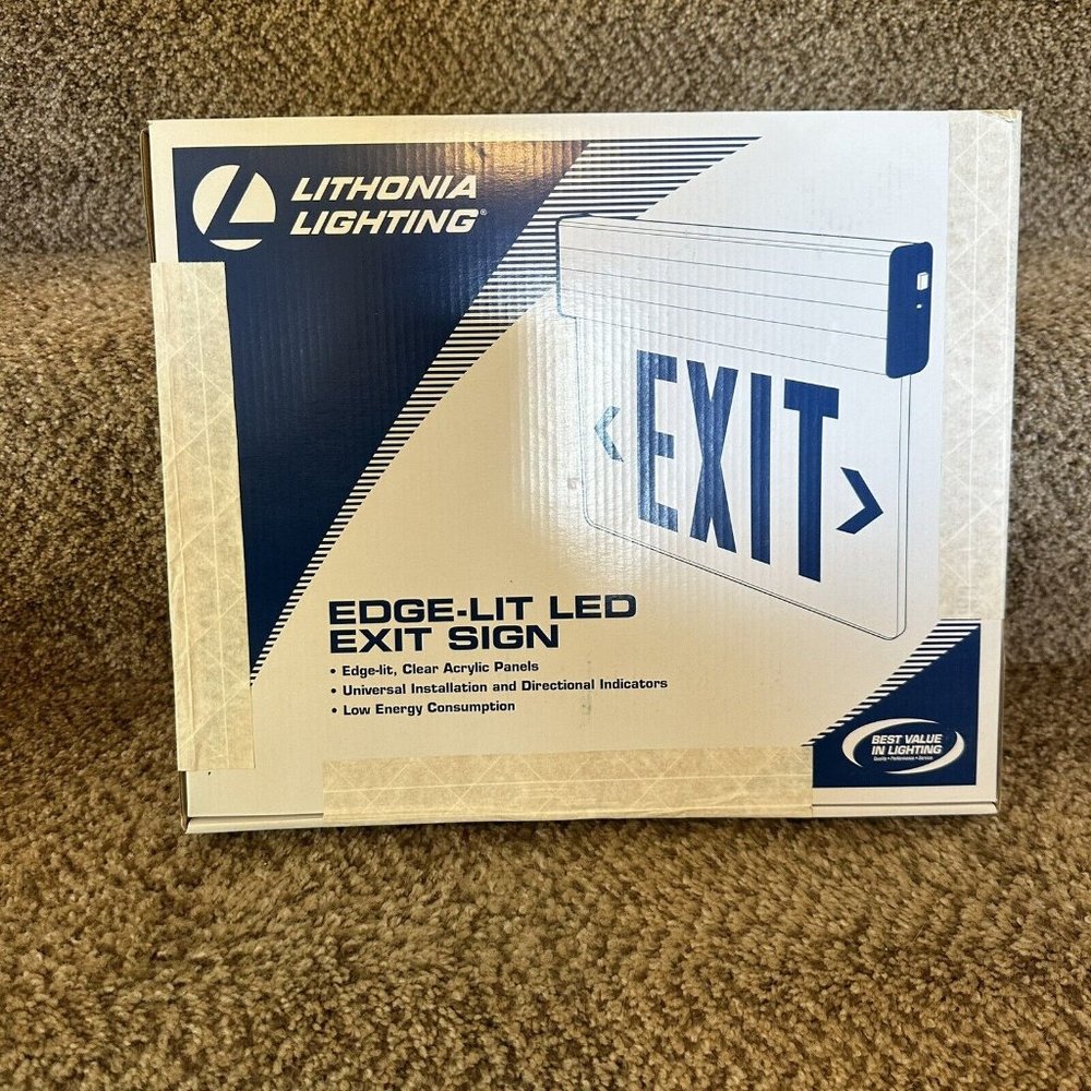 Lithonia Lighting Exit Sign - EDG 1 G M6 - Green Letters On Clear Background